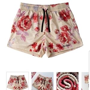 Kill Crew Mens Active Floral Shorts - Cream and Red